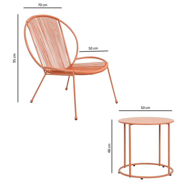 Set table et chaise 'Sienne' terracotta