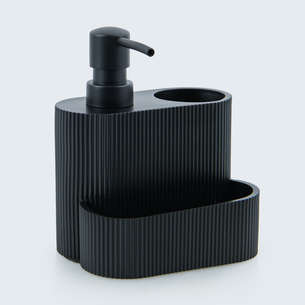 Pompe à savon avec porte éponge noire