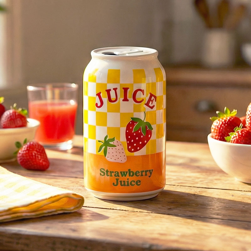 Vase canette fraise décoré 'Retronova' 