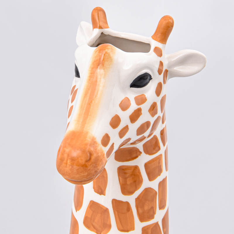 Vase décoratif girafe blanc et marron 