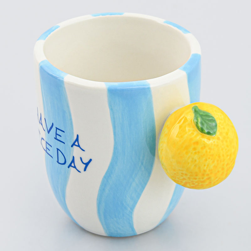 Mug fruité citron 'Solaya' bleu et blanc 20cl