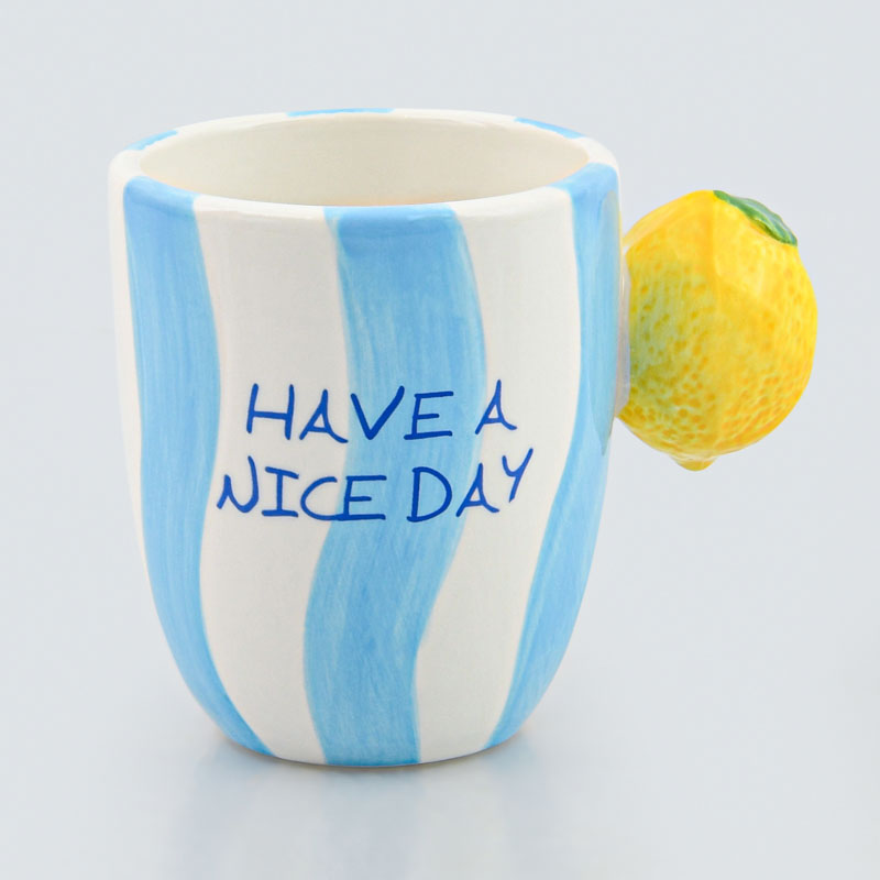 Mug fruité citron 'Solaya' bleu et blanc 20cl