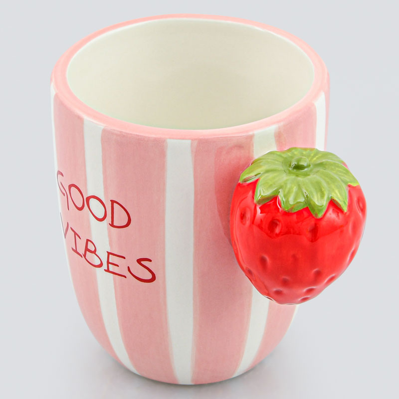 Mug fruité fraise 'Solaya' rose et blanc 20cl 