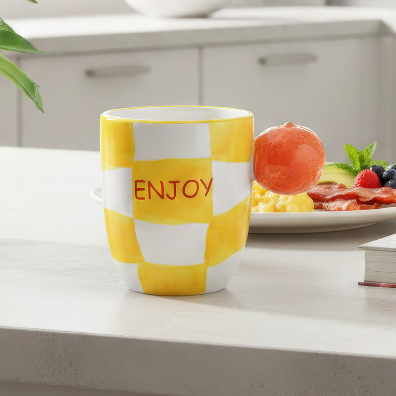 Mug fruité fraise 'Solaya' jaune blanc 20cl