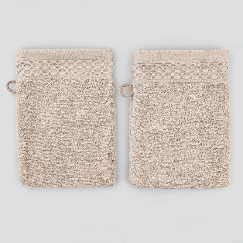 Lot 2 gants de toilette 'Eva' couleur taupe