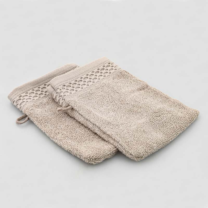 Lot 2 gants de toilette 'Eva' couleur taupe