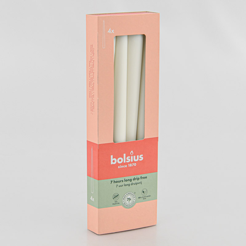 Lot de 4 bougies flambeau 'Blanc Nuage'