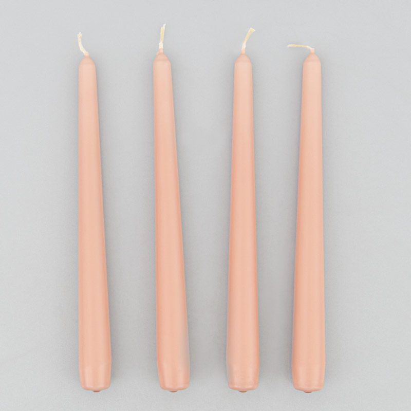 Lot de 4 bougies flambeau 'Rose Brumeux'