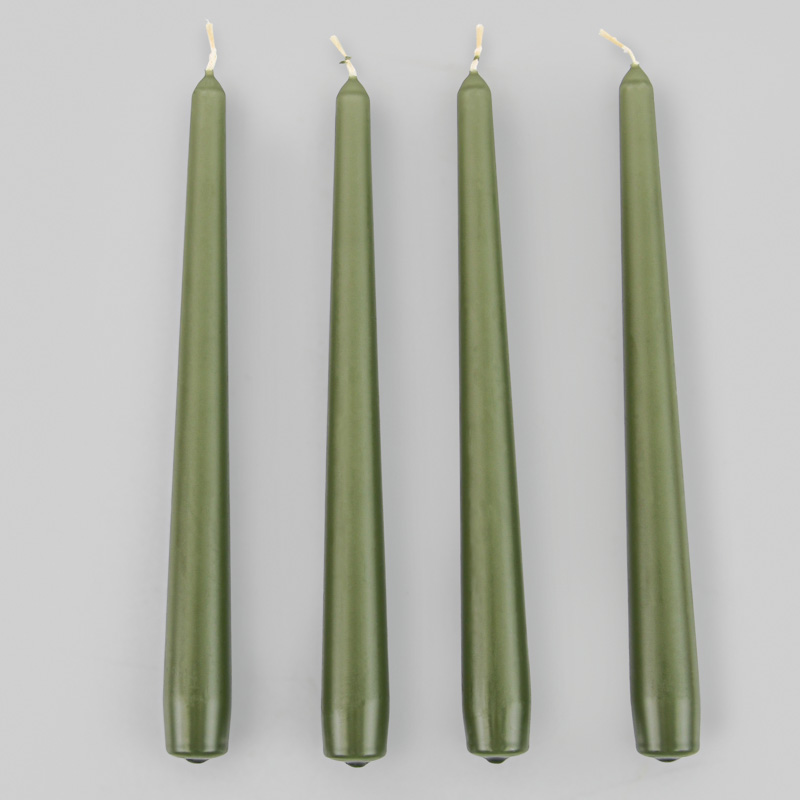 Lot de 4 bougies flambeau 'Olive Fraiche'