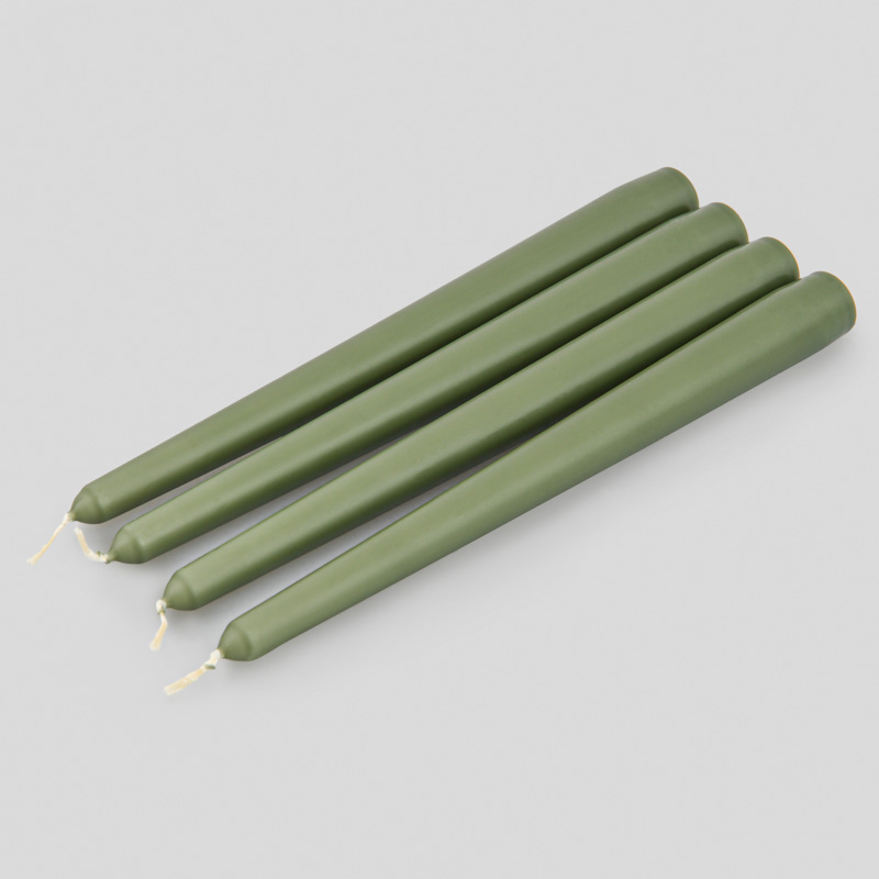 Lot de 4 bougies flambeau 'Olive Fraiche'