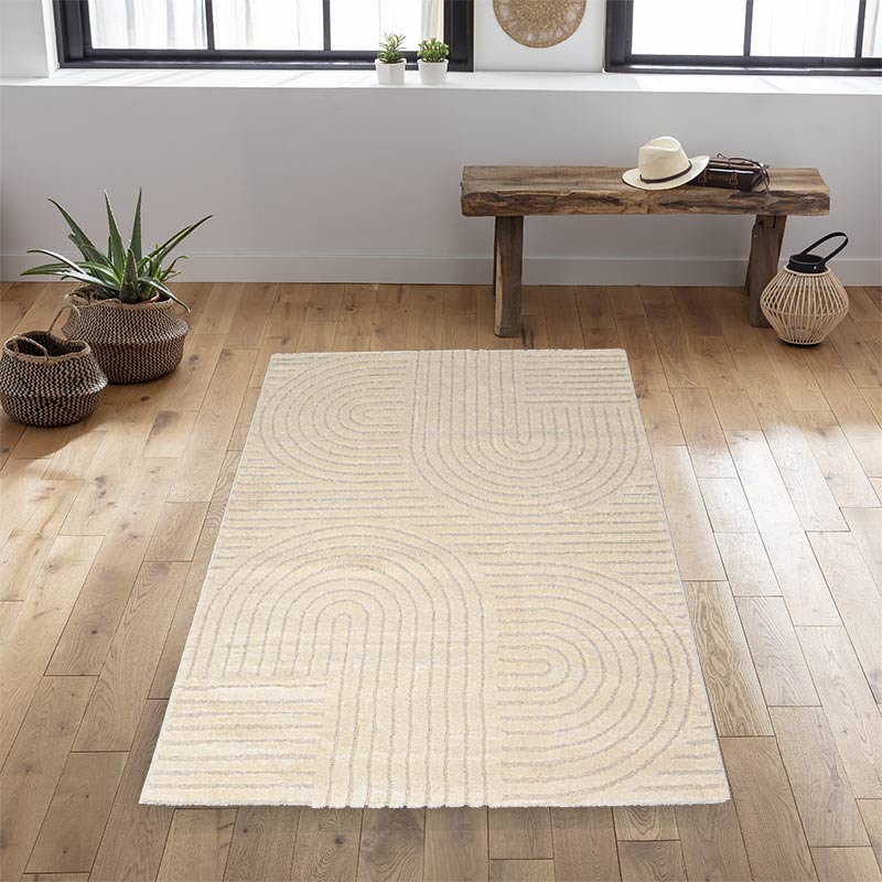 Tapis motifs arches 'Ness' crème