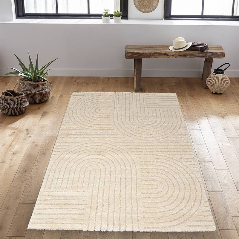 Tapis motifs arches 'Ness' crème
