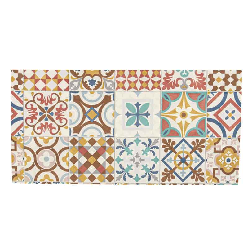 Tapis vinyle 'Wells' rouge et marron 50x100cm 