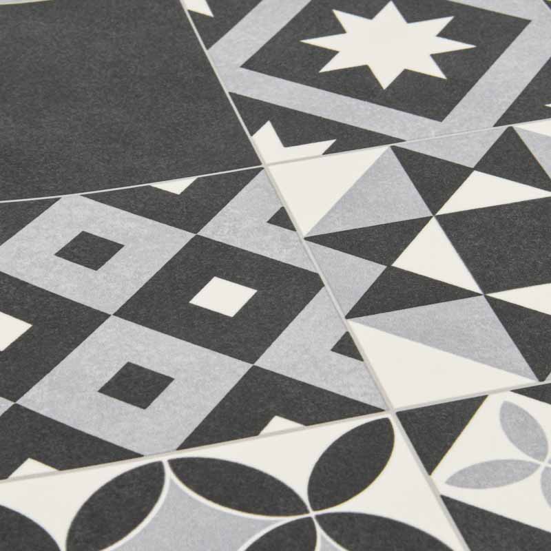 Tapis vinyle 'Wells' noir et blanc 50x100cm 
