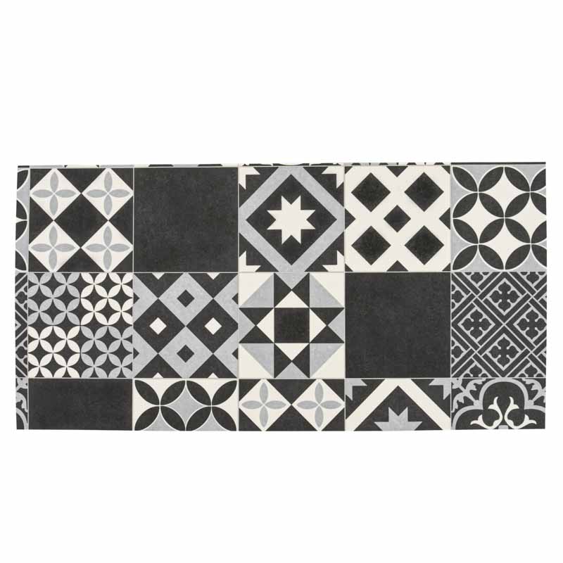 Tapis vinyle 'Wells' noir et blanc 50x100cm 