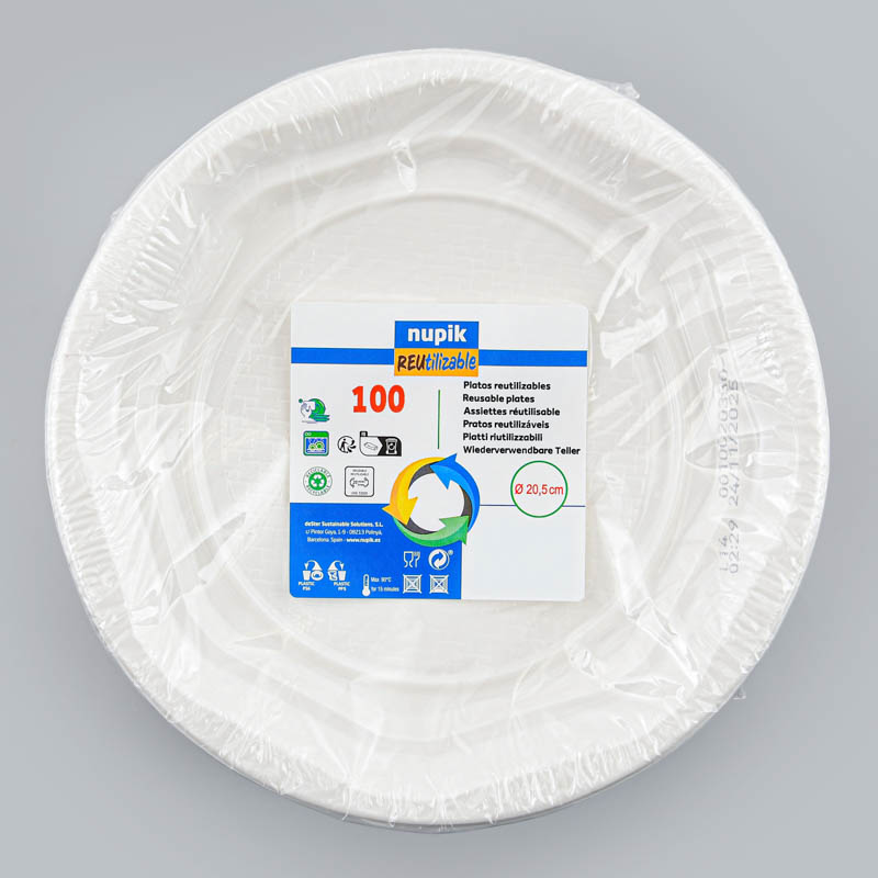 100 assiettes plates réutilisables