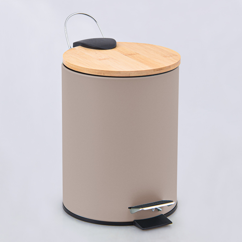 Poubelle de salle de bain ronde 3L taupe