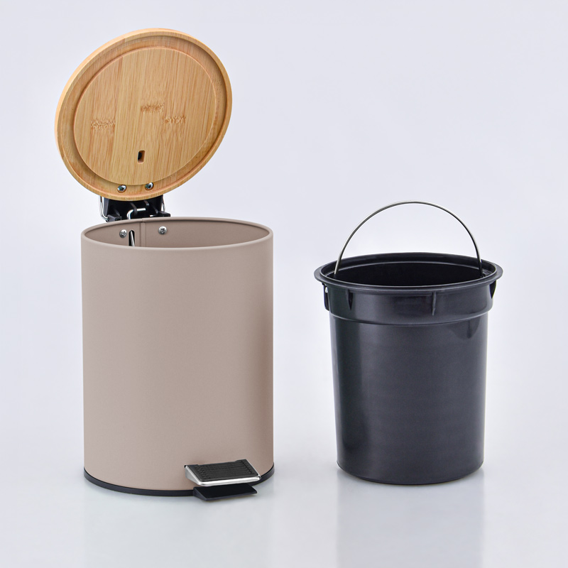 Poubelle de salle de bain ronde 3L taupe