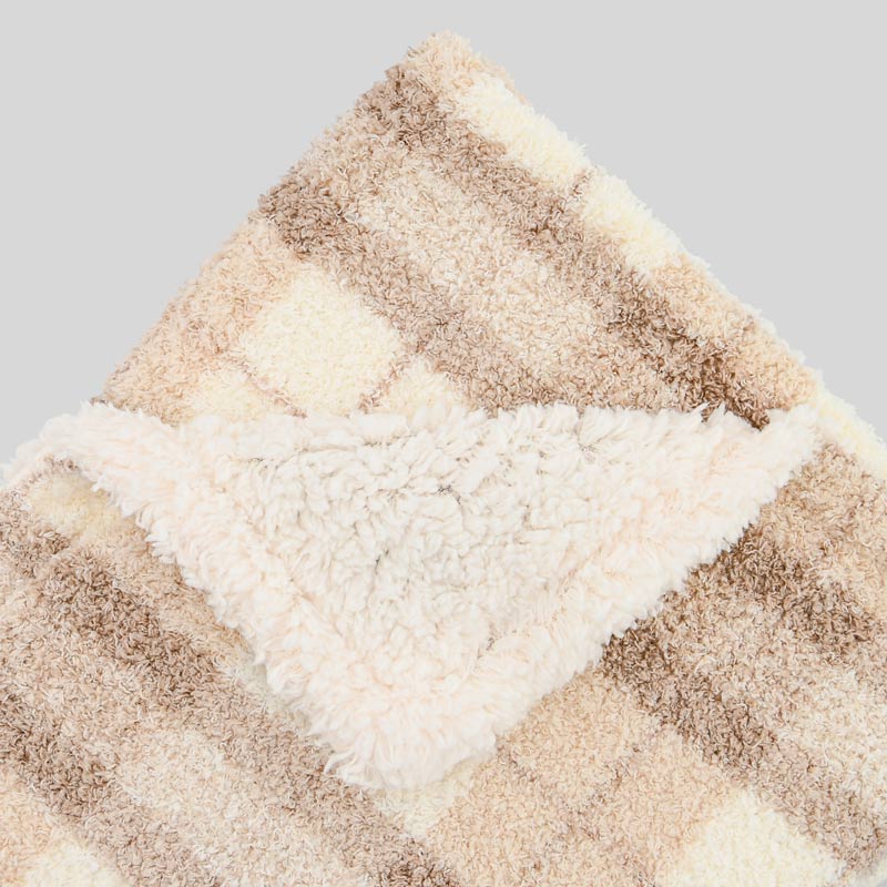 Plaid à carreaux Sherpa beige 