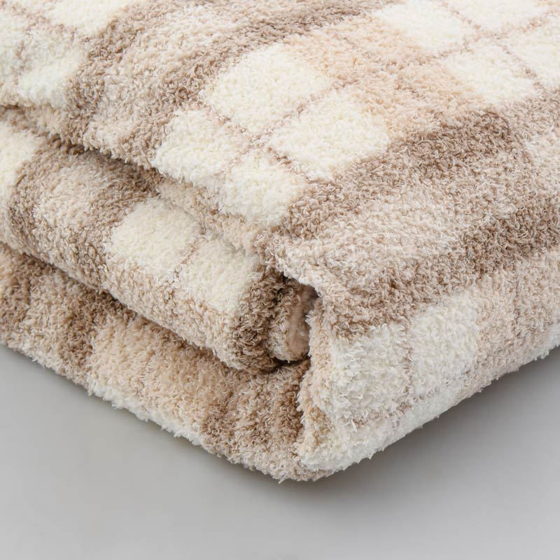 Plaid à carreaux Sherpa beige 