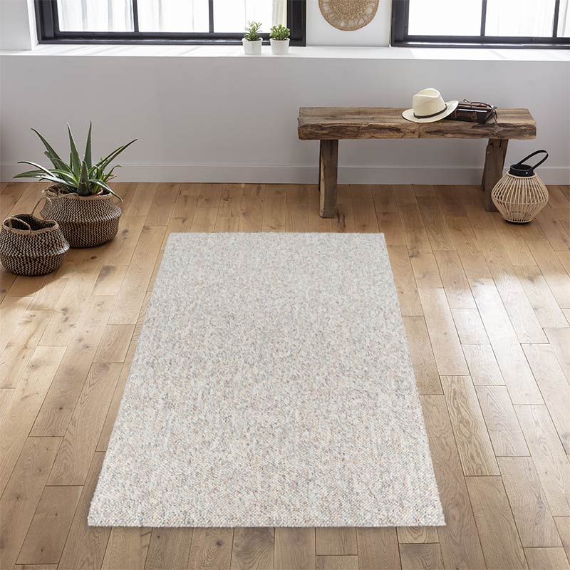 Tapis 'Pebbles' effet laine tissée gris choco