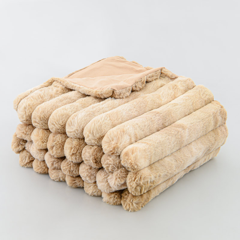 Plaid imitation fourrure 'Stripes' beige