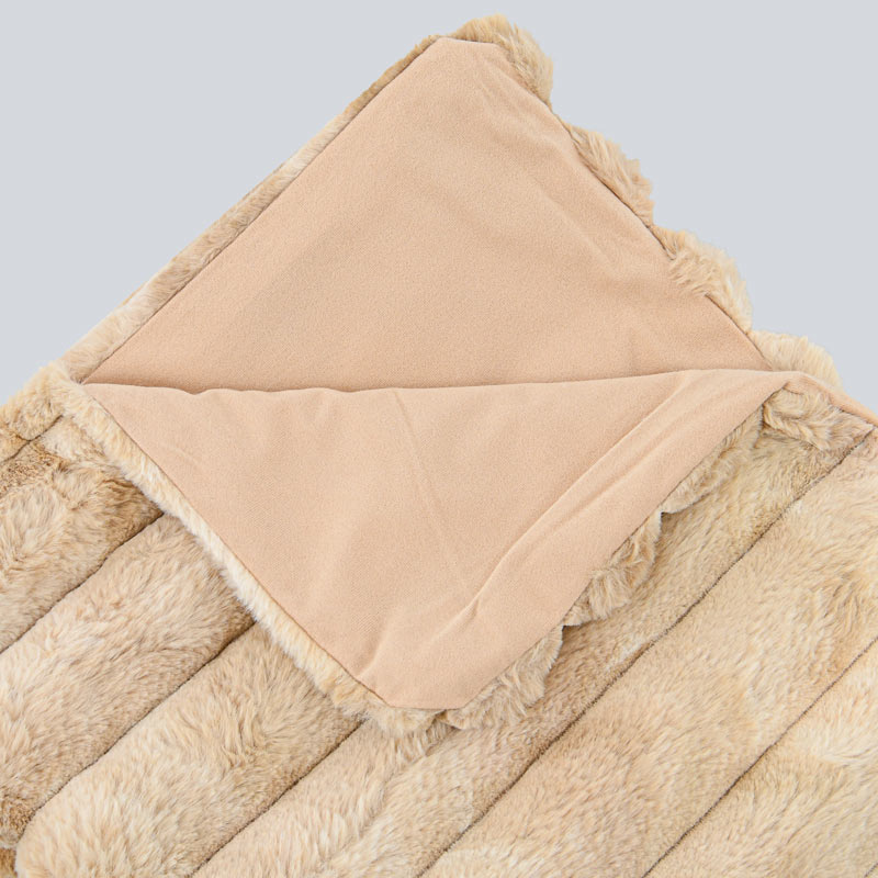 Plaid imitation fourrure 'Stripes' beige