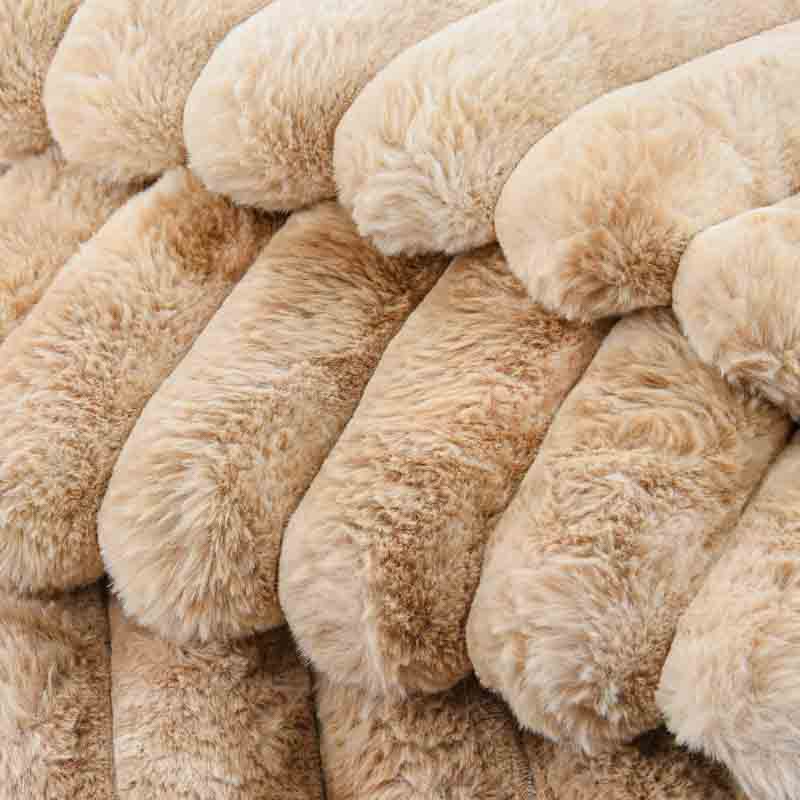 Plaid imitation fourrure 'Stripes' beige