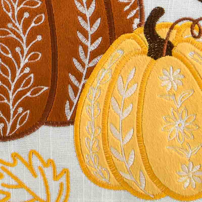 Coussin 'Coeur d'automne' imitation lin brodé 