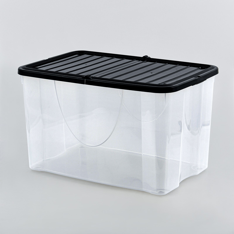 Boîte de rangement double ouverture noire 60L