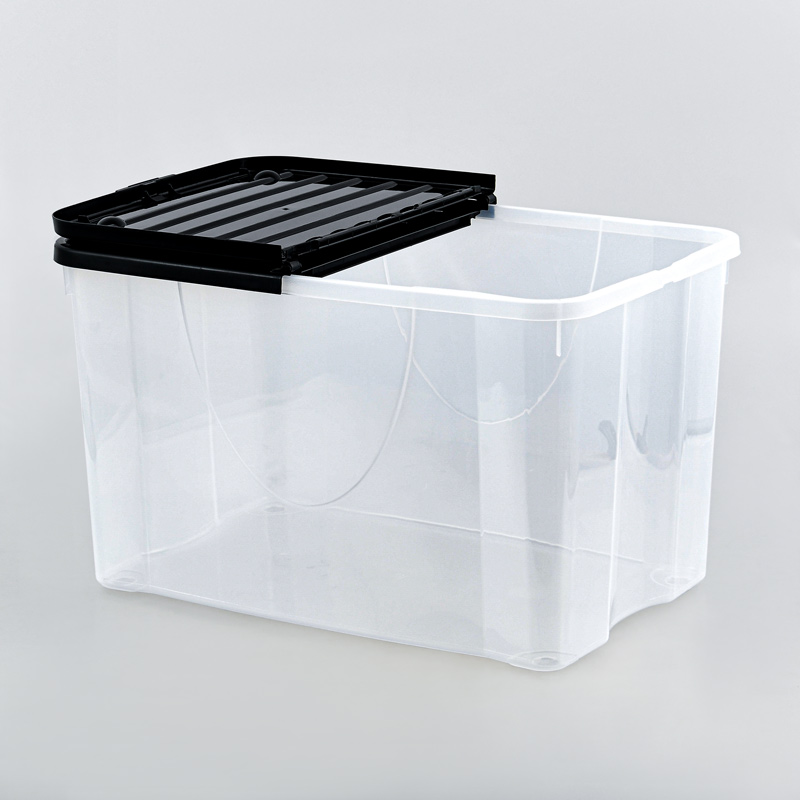 Boîte de rangement double ouverture noire 60L