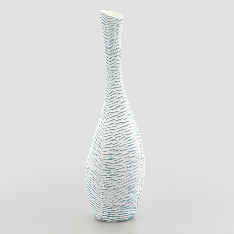 Vase texturé 'Ondine' blanc et bleu 
