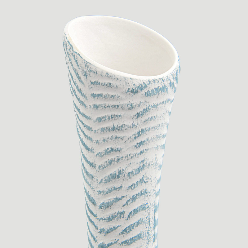 Vase texturé 'Ondine' blanc et bleu 