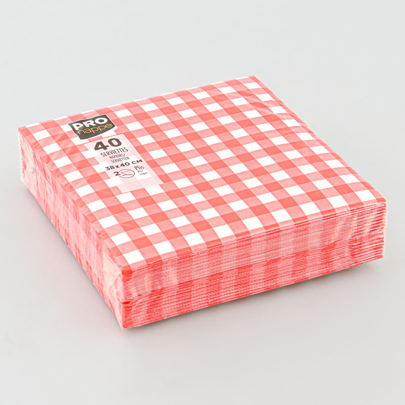 Lot de 40 serviettes colors vichy rouge 