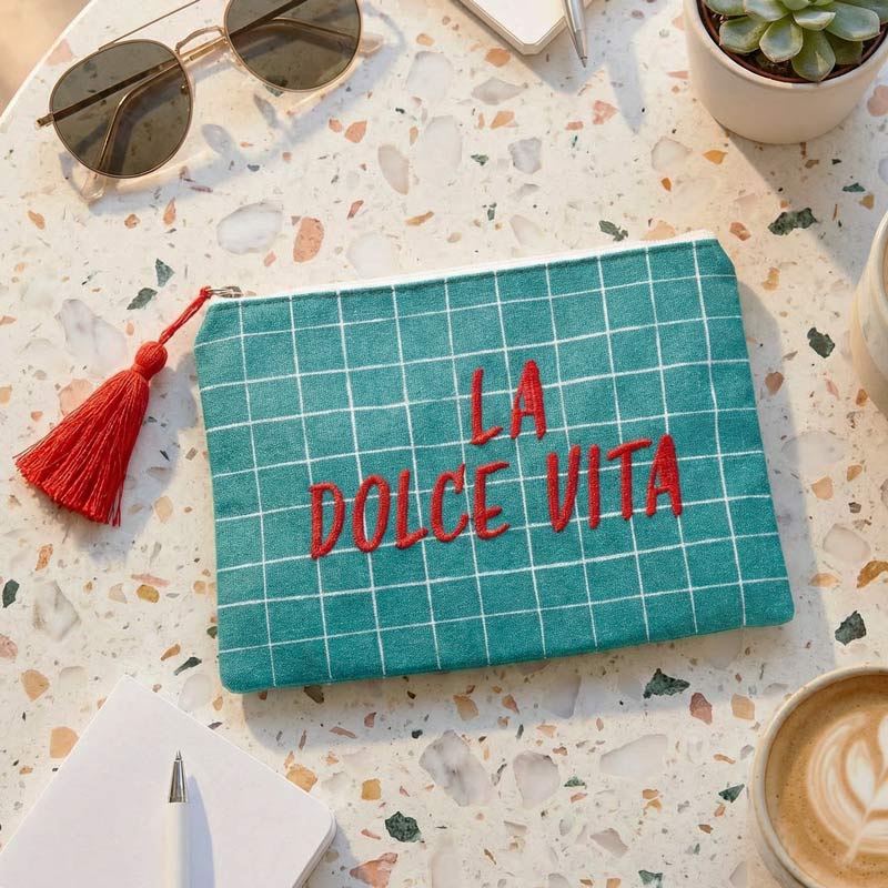 Trousse 'La Dolce Vita' verte et rouge
