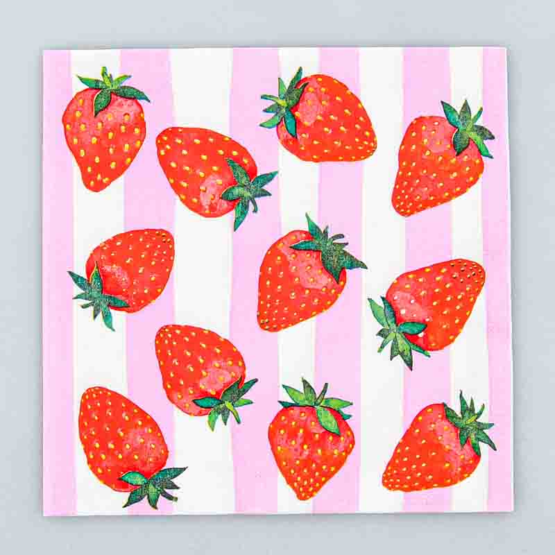Lot de 20 serviettes 'Fraises' rose et rouge