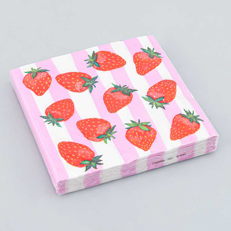 Lot de 20 serviettes 'Fraises' rose et rouge