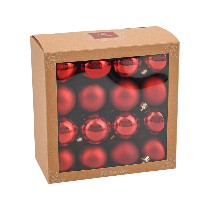 Lot de 32 boules à suspendre rouge foncé