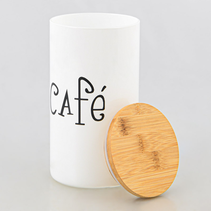 Pot en verre avec couvercle 'Café' blanc 1.5L