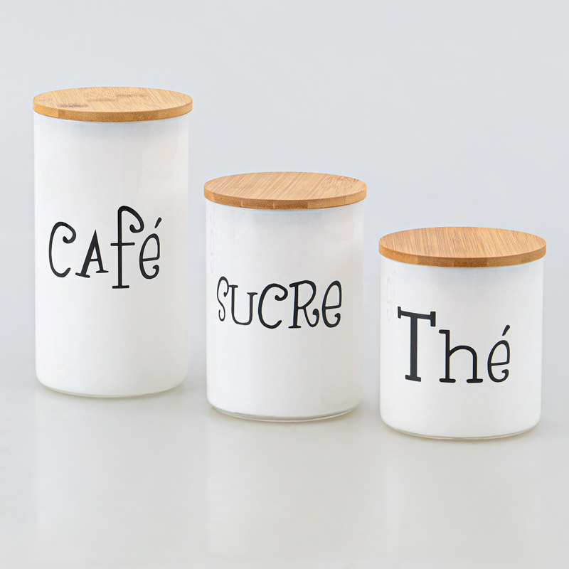 Pot en verre avec couvercle 'Café' blanc 1.5L