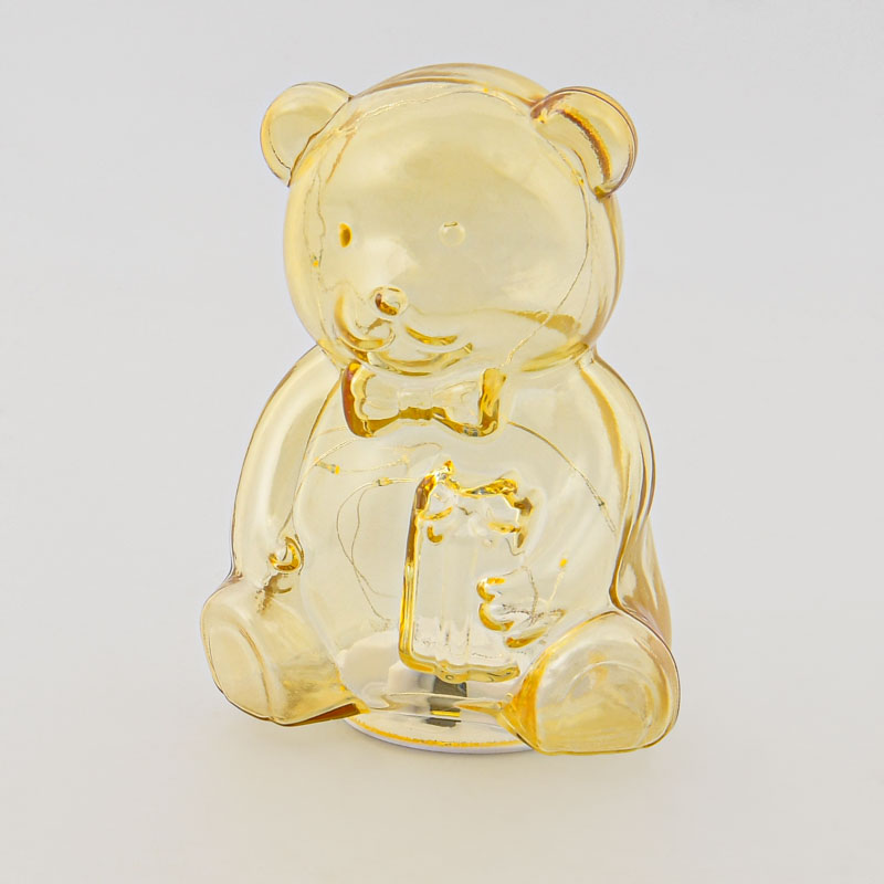 Ourson en verre lumineux à poser jaune