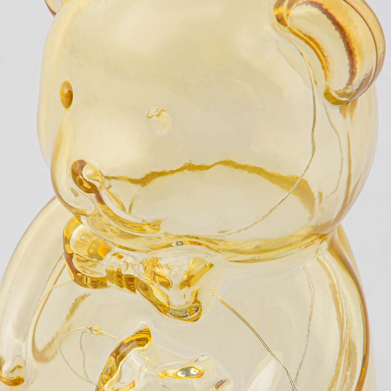 Ourson en verre lumineux à poser jaune