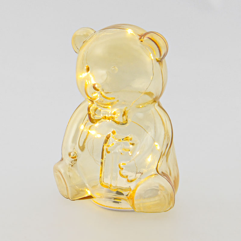 Ourson en verre lumineux à poser jaune
