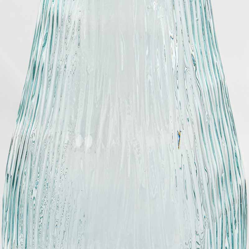 Vase strié 'Cleo' bleu et transparent 