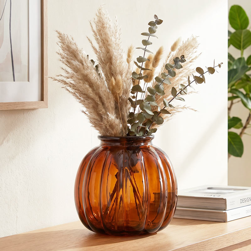 Vase forme citrouille orange