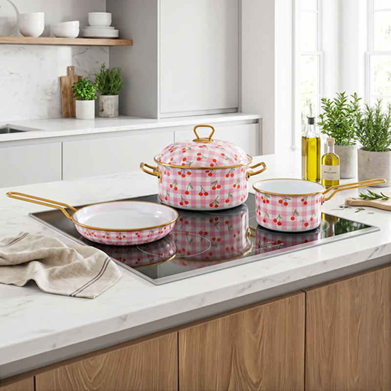 Casserole 'Vichy cerise' 18cm Menastyl 