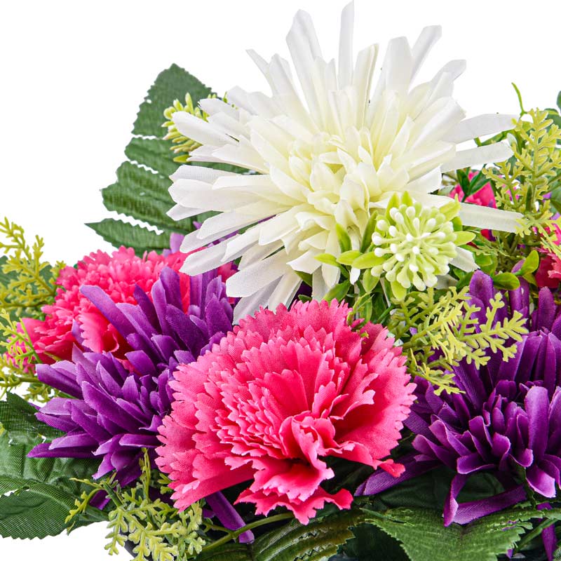 Coupe d'oeillets artificiels rose et violet