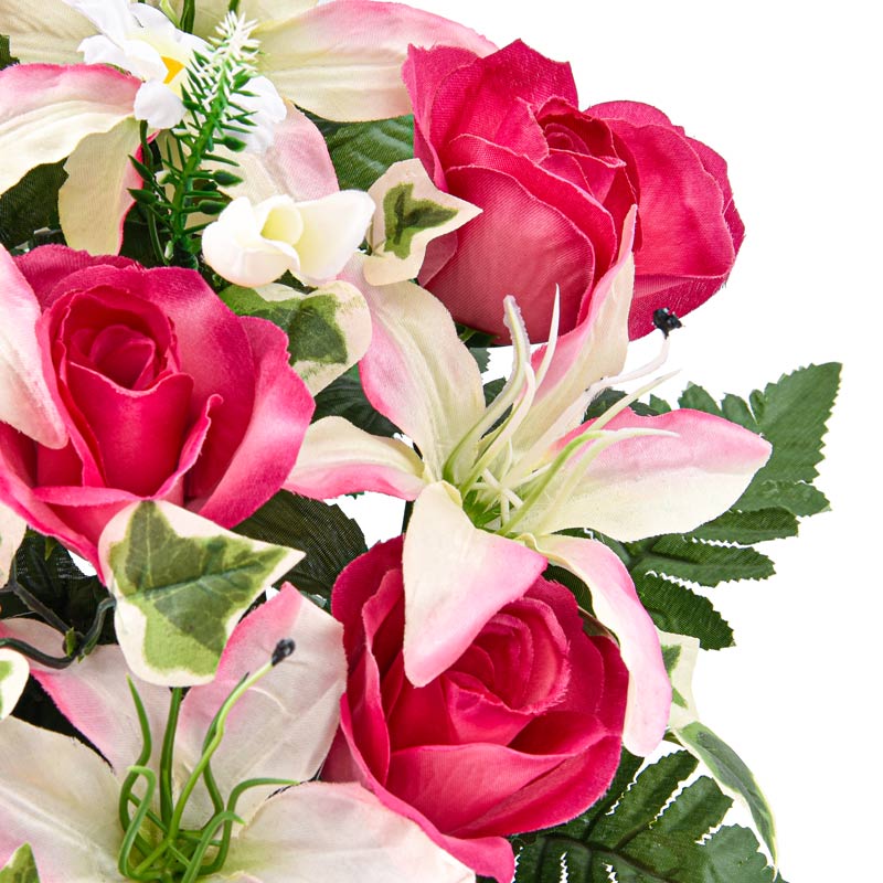 Potée de lys tigre et roses violette