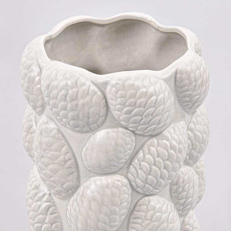 Vase pommes de pin 'Coeur d'Automne' blanc