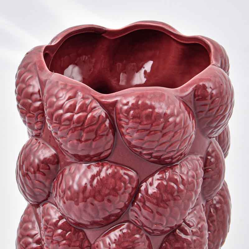 Vase pommes de pin 'Coeur d'Automne' bordeaux